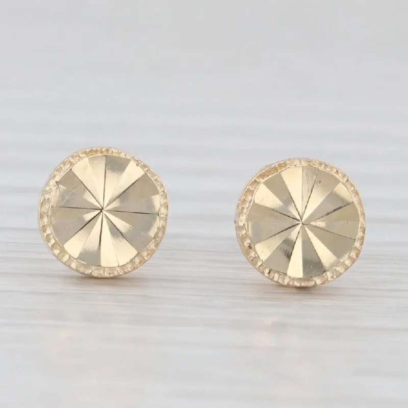 women's earrings with chic hoops -Beveled Stud Earrings 14k Yellow Gold Small Round Studs