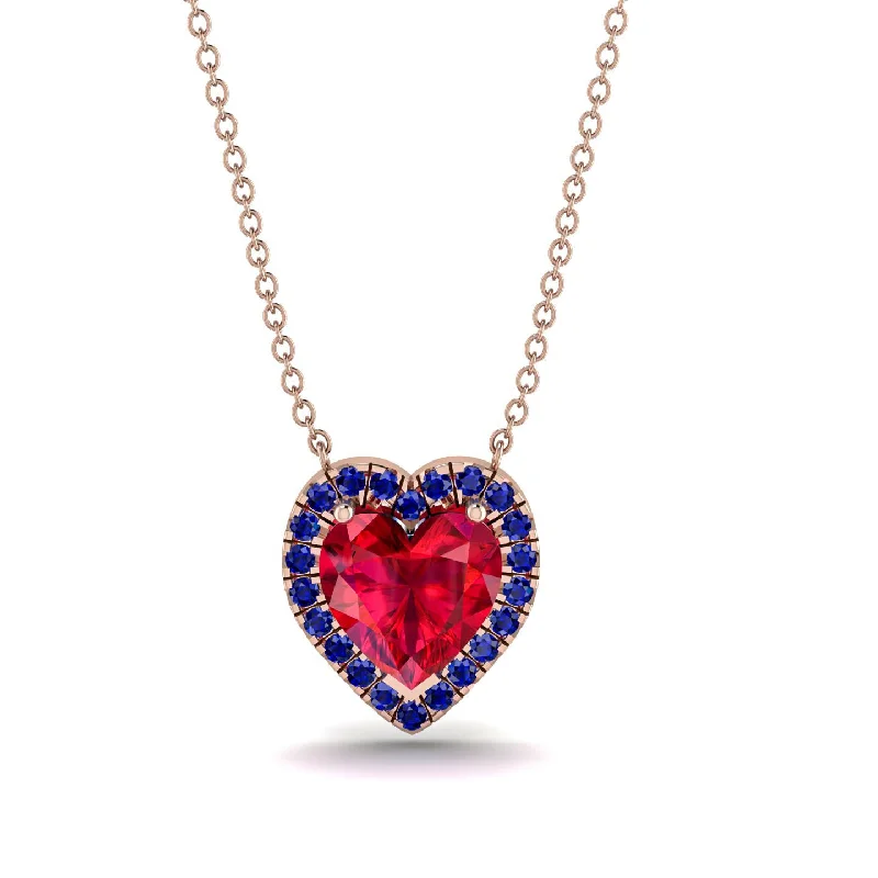 women's necklaces with intricate design -4.7Ct Ruby Halo Heart Necklace - Jaylene No. 71