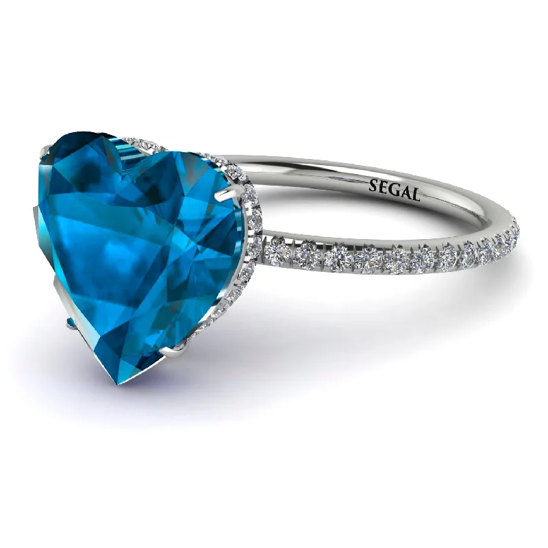 women's engagement rings with diamond-encrusted band -Heart Shape Blue Topaz Ring - Noelle No. 503