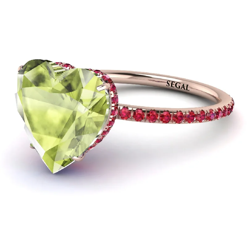 women's engagement rings with engraved band -Heart Shape Peridot Ring - Noelle No. 711