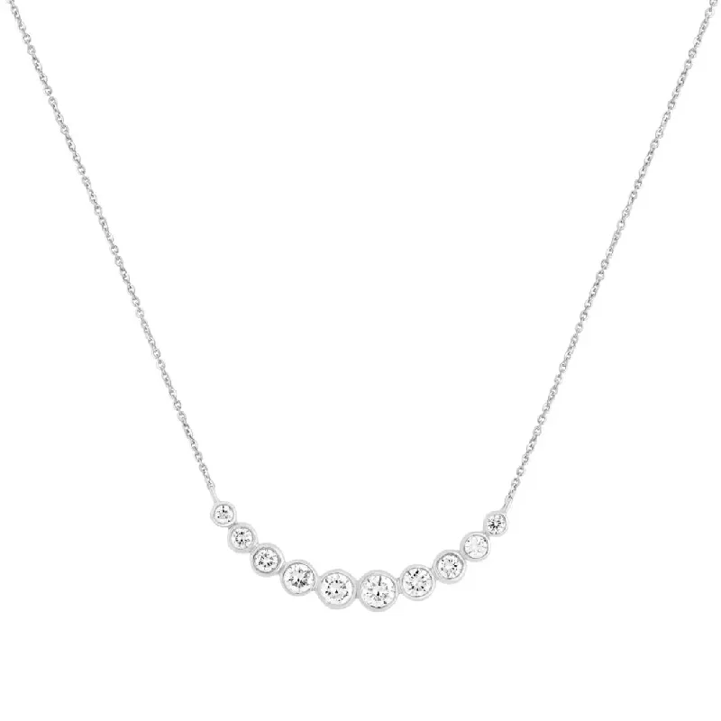 women's necklaces with antique finish -White Gold Bezel Set Diamond Necklace