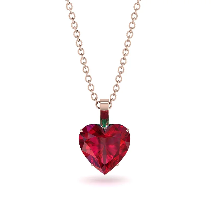 women's necklaces with layered stones -Heart Ruby Necklace - Noelle No. 26