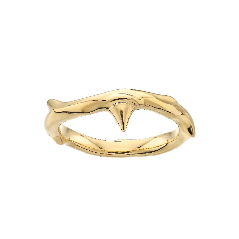 women's rings with vintage style -Rose Thorn Band Ring - Yellow Gold Vermeil