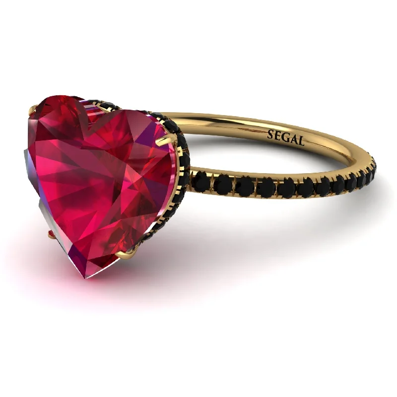 women's engagement rings with split shank -Heart Shape Ruby Ring - Noelle No. 40