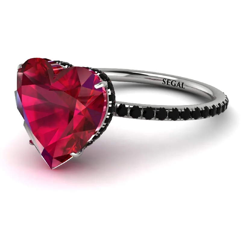 women's engagement rings with pave diamonds -Heart Shape Ruby Ring - Noelle No. 42