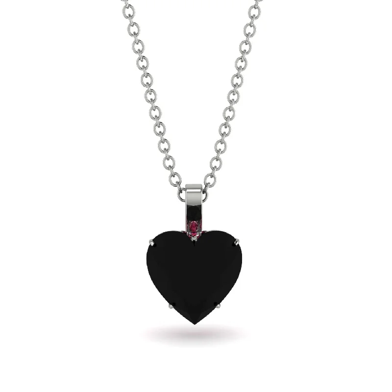 women's necklaces with star-shaped pendant -Heart Black Diamond Necklace - Noelle No. 54