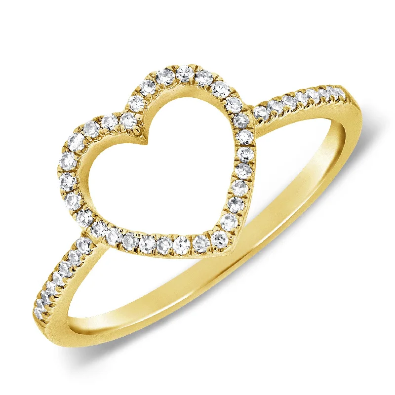 women's engagement rings with filigree design -OKGs Collection Diamond Heart Ring made in 14K Gold