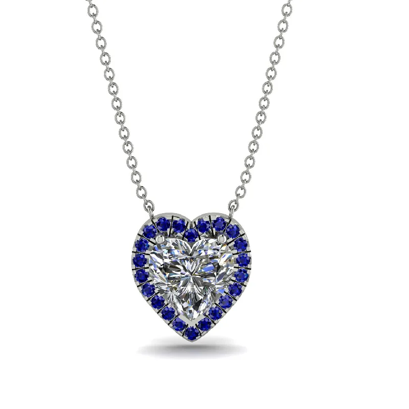 women's necklaces with floral pendant -4.7Ct Diamond Halo Heart Necklace - Jaylene No. 63