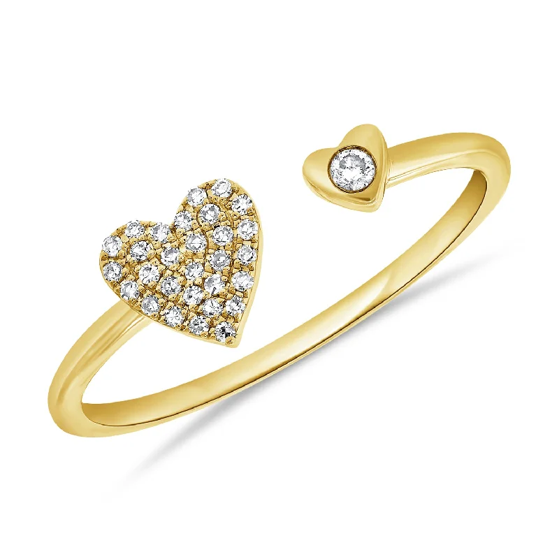 women's engagement rings with small diamond -Diamond Open Double Heart Ring