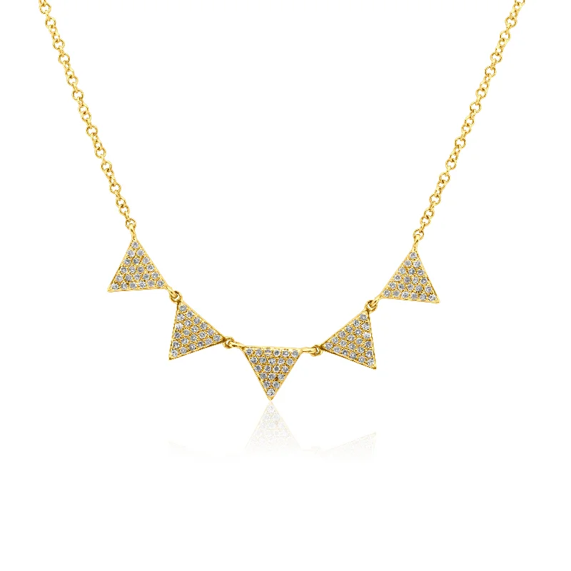 women's necklaces with turquoise -14k Yellow Gold Diamond Triangles Necklace