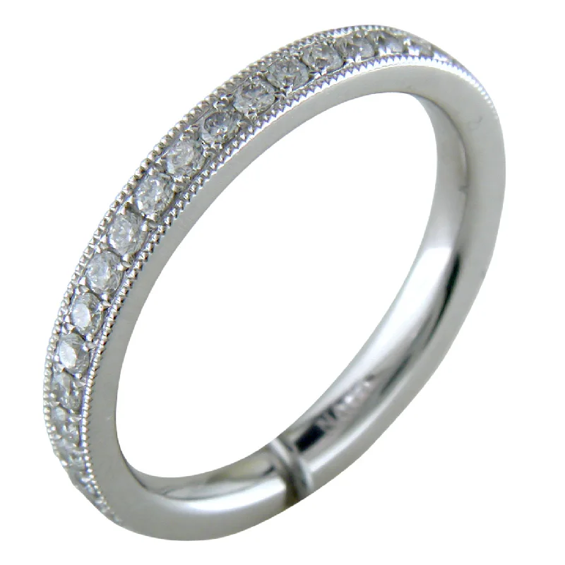 women's engagement rings with sparkling band -Platinum Diamond Eternity Band Ring with Milgrain