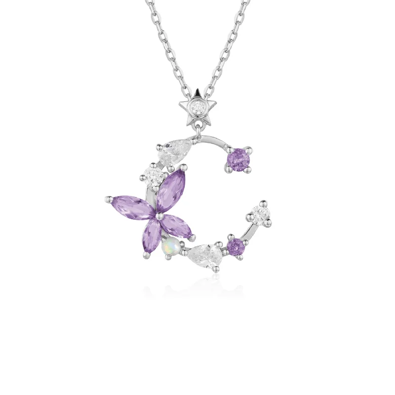 women's necklaces with layered stones -Monarch Butterfly Amethyst Opal Necklace