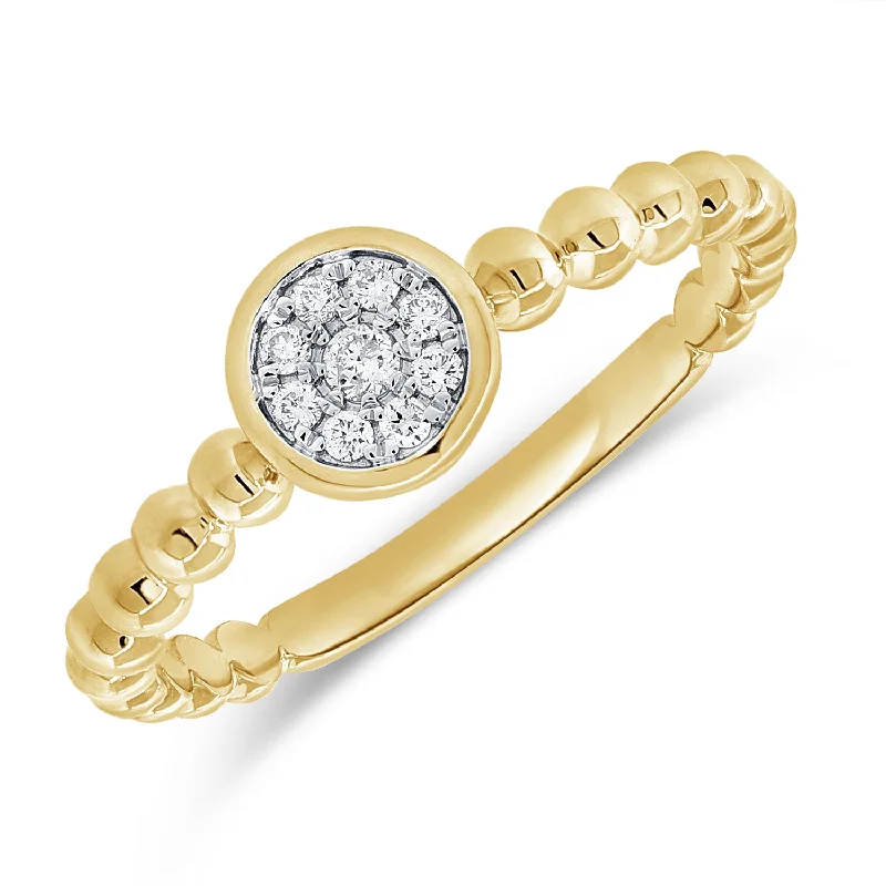 women's engagement rings with infinity design -14K Gold Beaded Diamond Cluster Ring