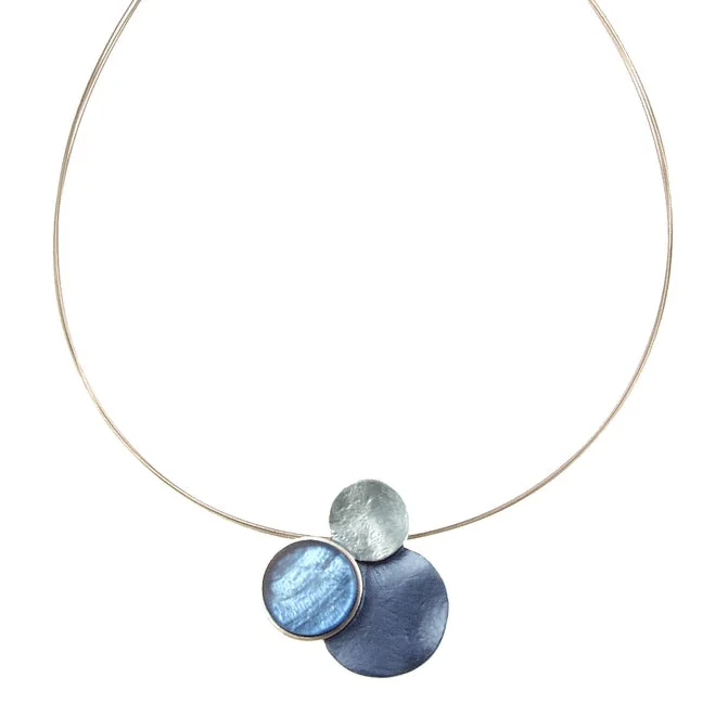 women's necklaces with round pendant -Light Blue Triple Circle Necklace