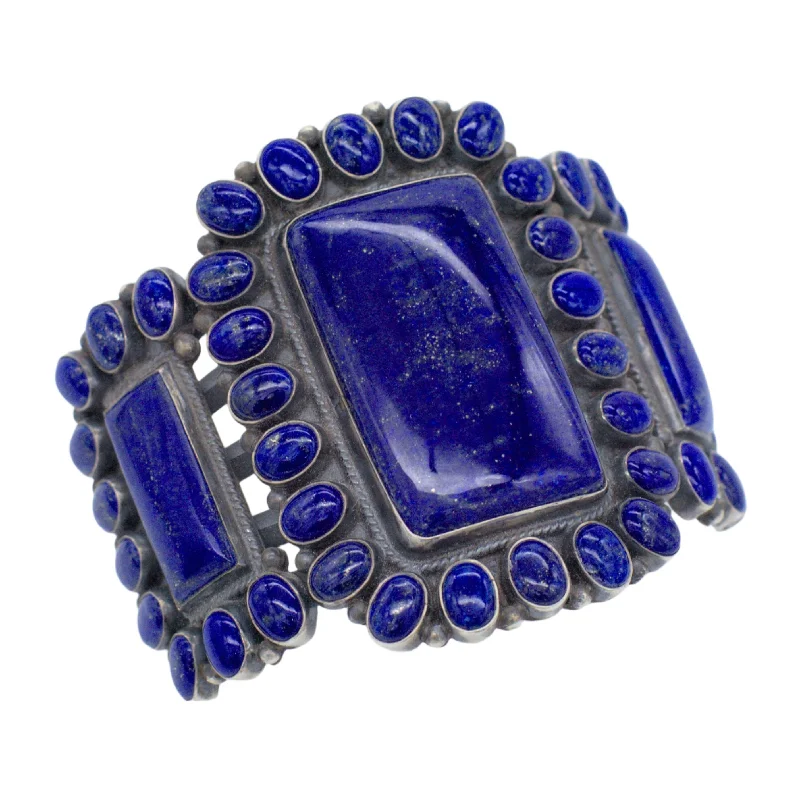 women's bracelets with charm collection -Andrew Skeets Handmade Navajo Sterling Silver Lapis Bracelet