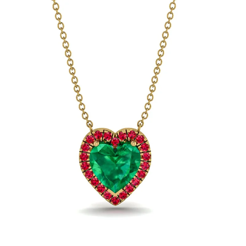 women's necklaces with romantic design -4.7Ct Emerald Halo Heart Necklace - Jaylene No. 49