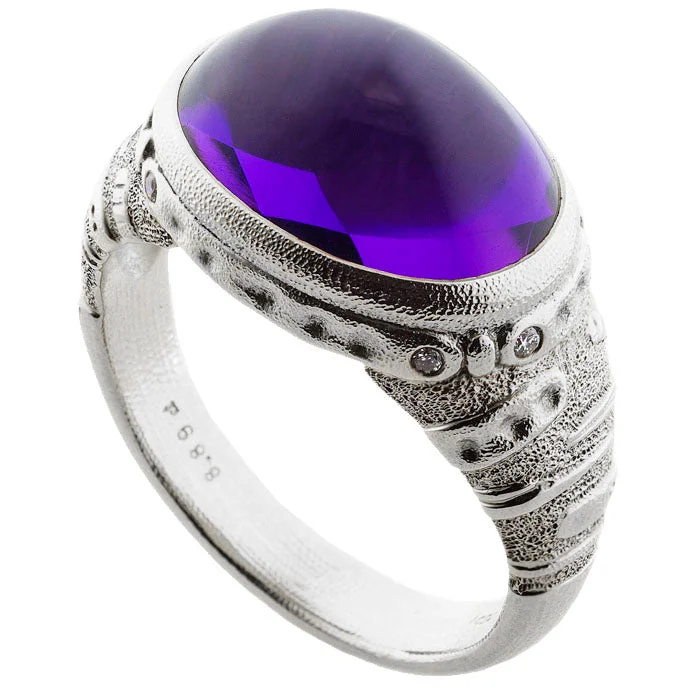 women's rings with gemstone center -Alex Sepkus Sea Grass Ring - R-172PMD