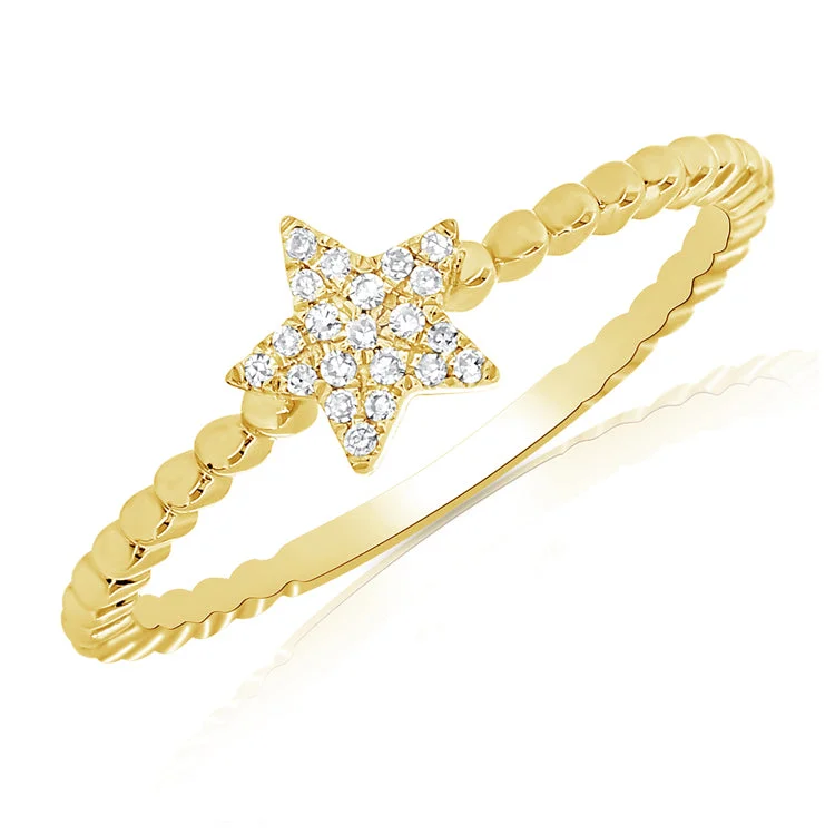 women's engagement rings with floral accents -Diamond Star Ring made in 14K Gold