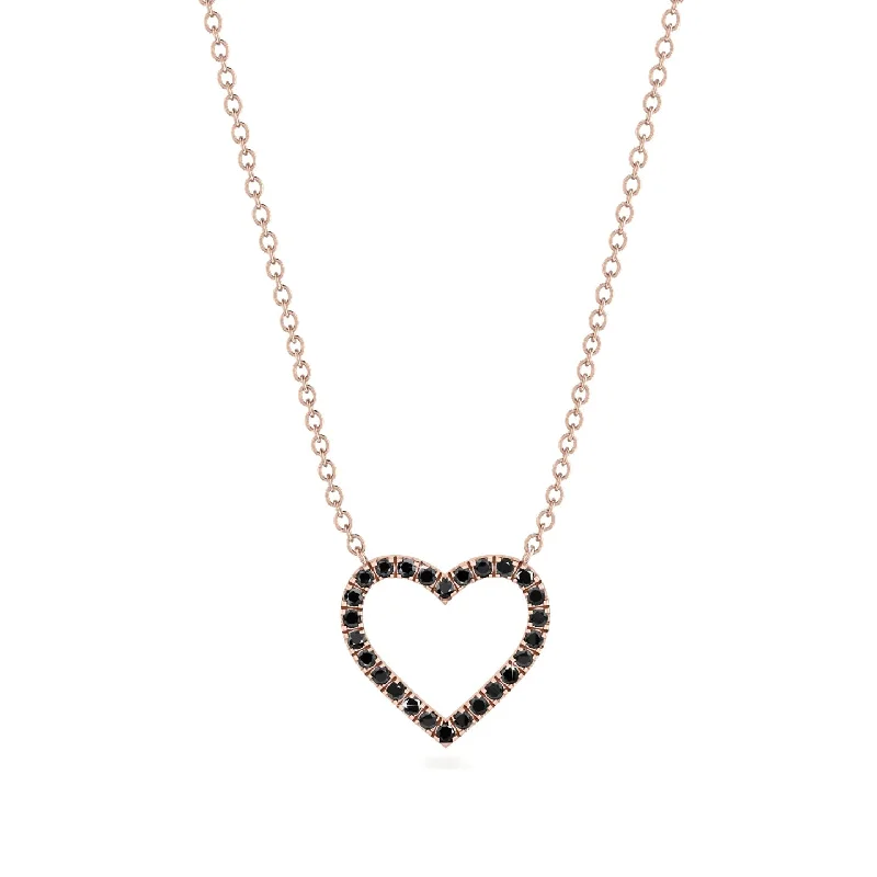 women's necklaces silver -Heart Shaped Black Diamond Necklace - Marie No. 8