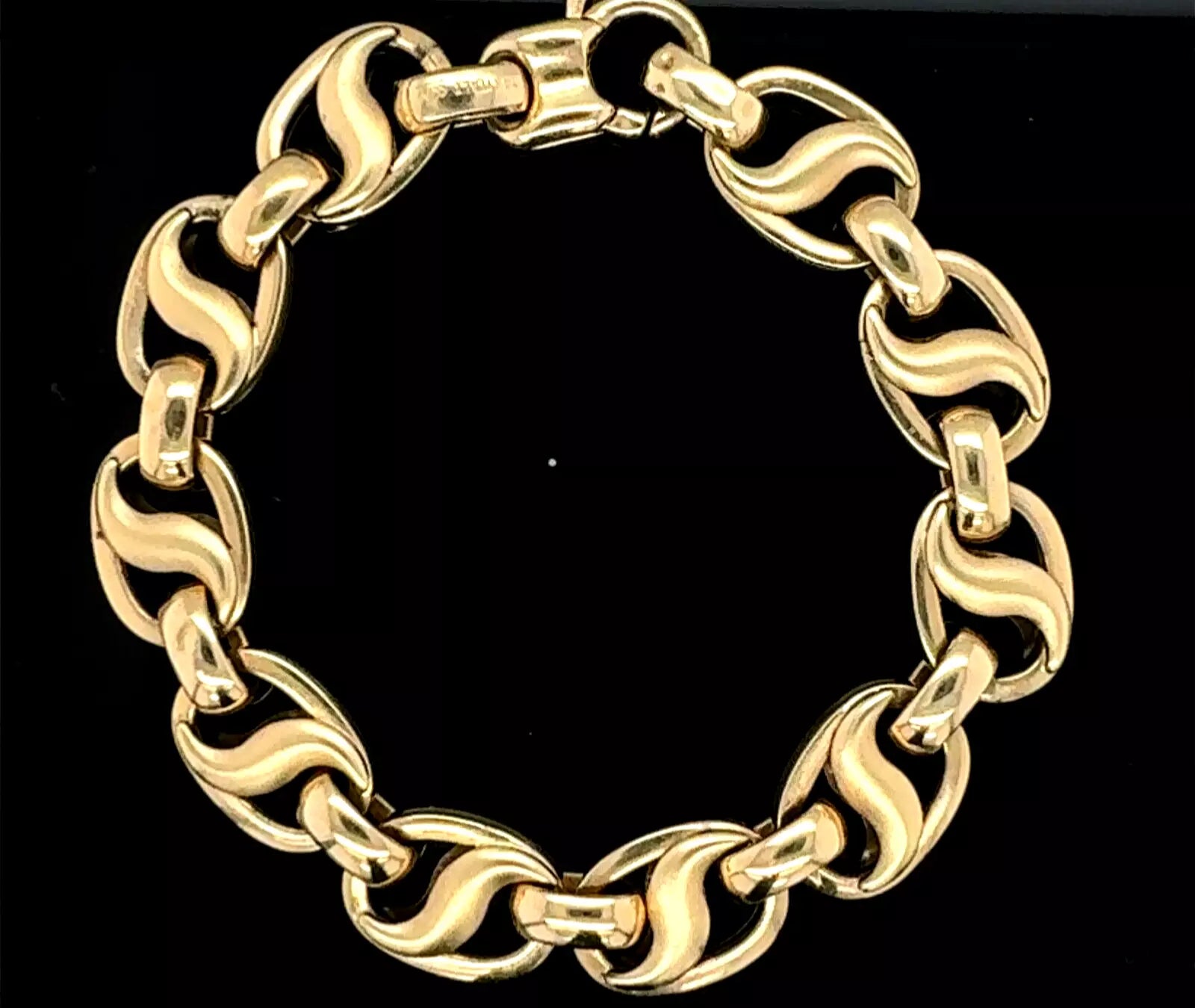 women's bracelets with round links -Vintage Estate 14k Yellow Gold Fancy Mariner Link Bracelet 7.5 Inches 11 Grams