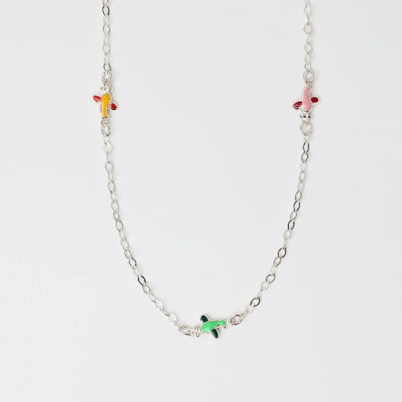 women's necklaces with bold look -Sterling Silver Necklace with Enamel Planes