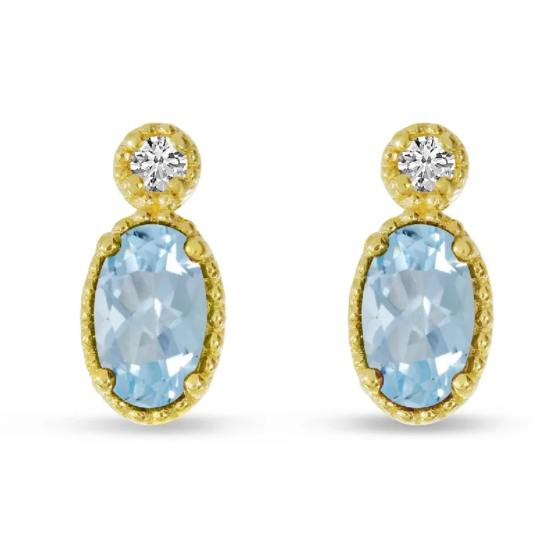 women's earrings with dangly chains -YELLOW GOLD AQUAMARINE EARRINGS