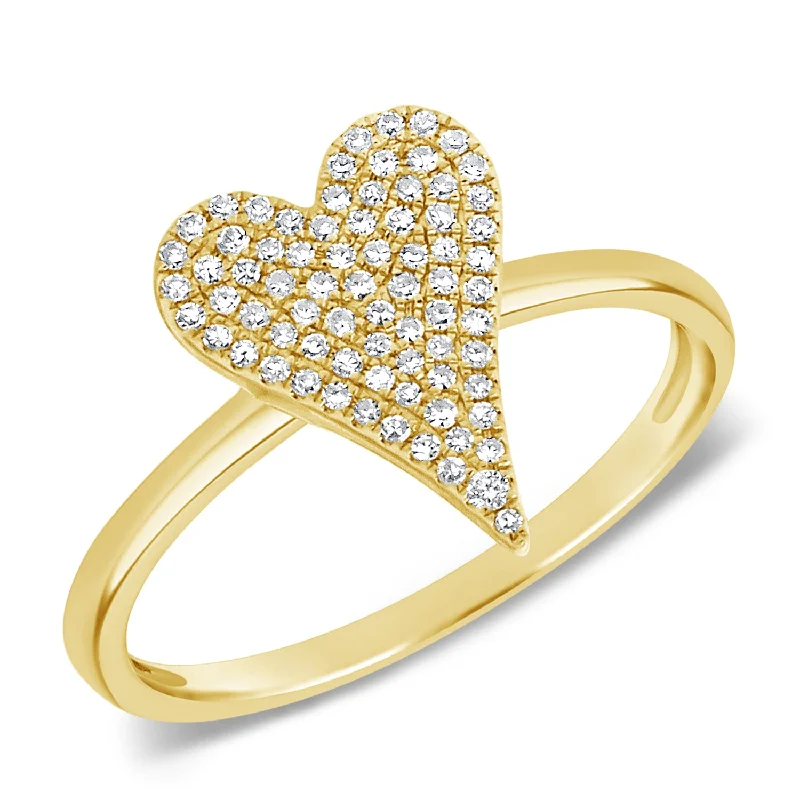 women's engagement rings with rose gold -OKGs Collection Heart Ring with Diamonds