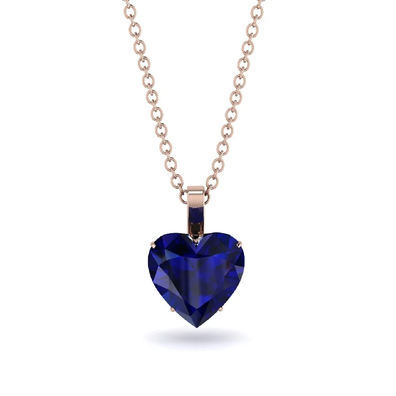 women's necklaces with matching earrings -Heart Sapphire Necklace - Noelle No. 44