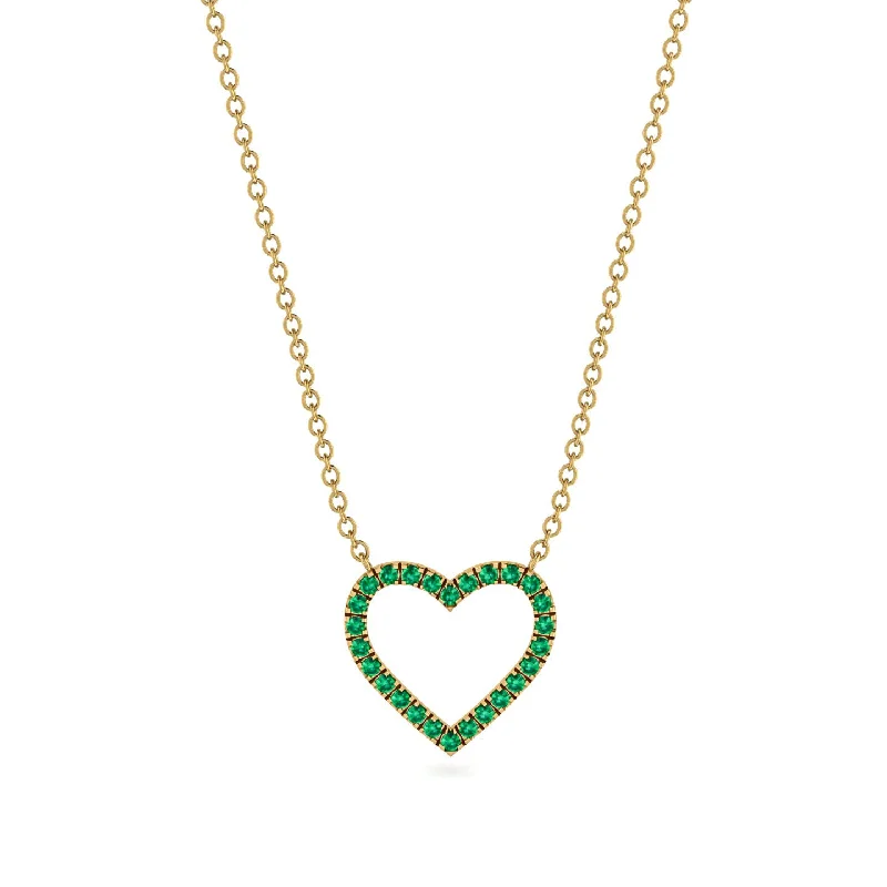 women's necklaces with emerald -Heart Shaped Emerald Necklace - Marie No. 4