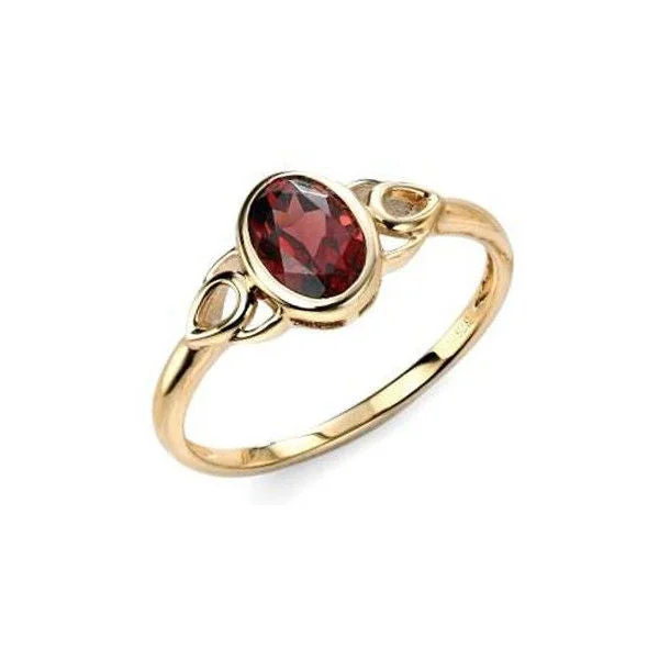 women's rings with colorful stones -Oval Stoneset Ring with Teardrop Detail in Yellow Gold