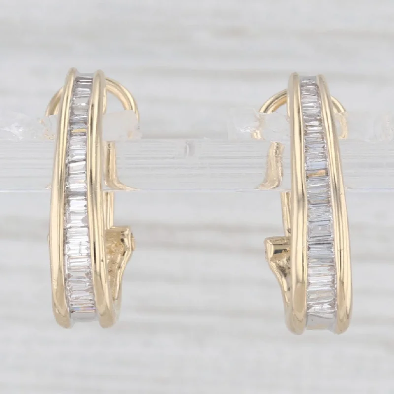 women's earrings with nature-inspired design -1ctw Diamond Journey J-Hook Earrings 14k Yellow Gold Omega Backs