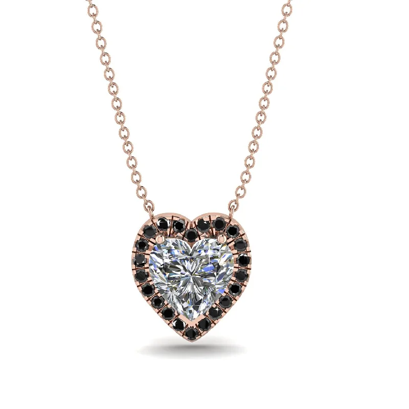 women's necklaces with gemstone pendant -4.7Ct Diamond Halo Heart Necklace - Jaylene No. 32