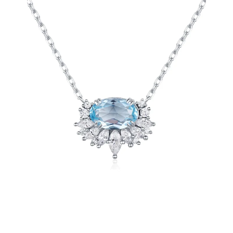 women's necklaces with platinum chain -Twilight Star Sky Blue Topaz Necklace