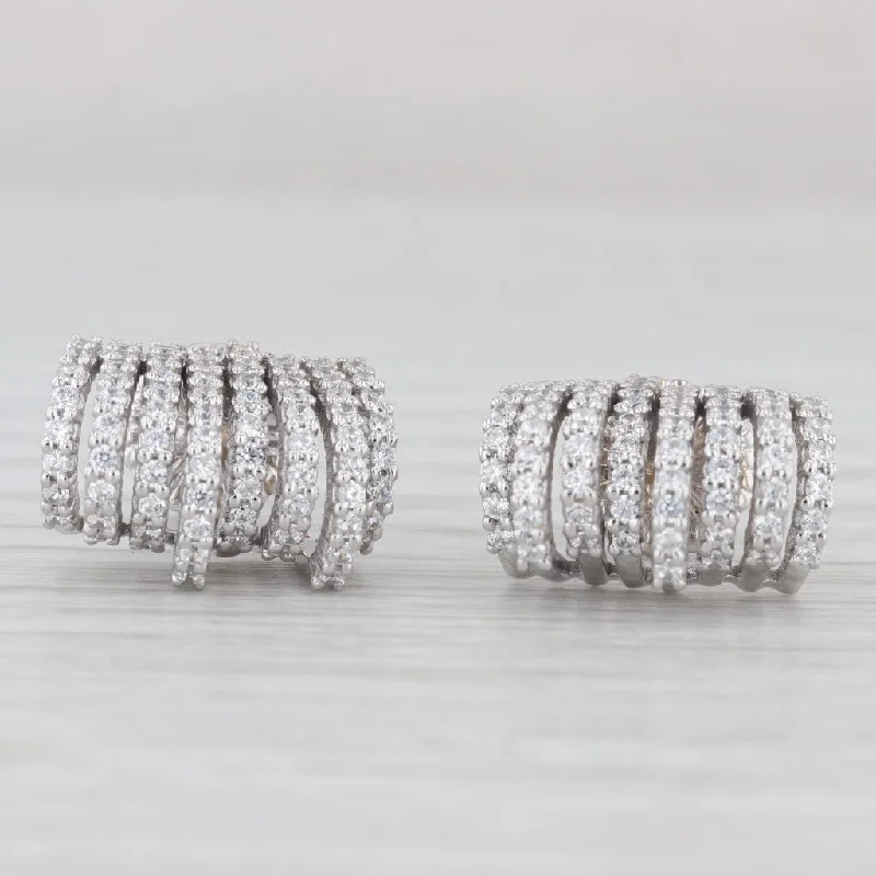 women's earrings with classic dangling style -1ctw Cubic Zirconia Beveled Earrings 14k White Gold Studs