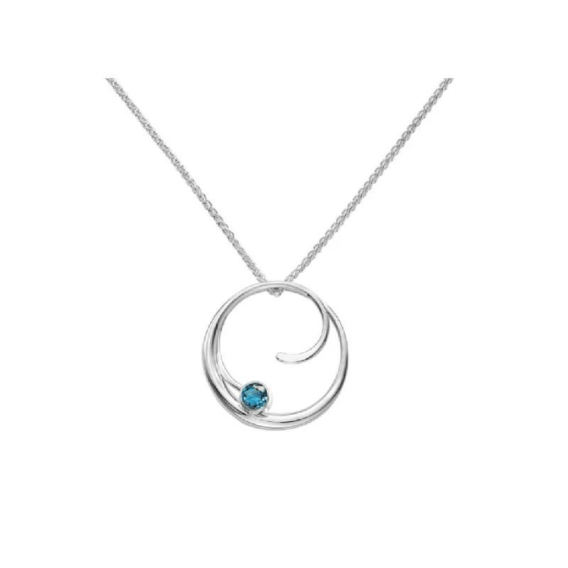 women's necklaces with thin gold chain -Blue Topaz Petite Bindu Pendant Necklace