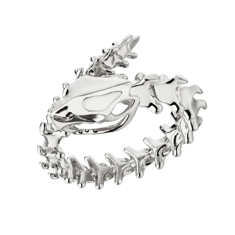 women's rings with twisted band -Serpent's Trace Wrap Ring - Silver