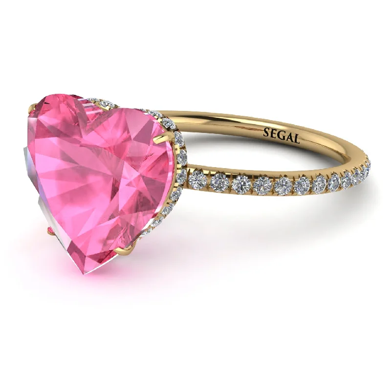 women's engagement rings with side stones -Heart Shape Pink Moissanite Ring - Noelle No. 801