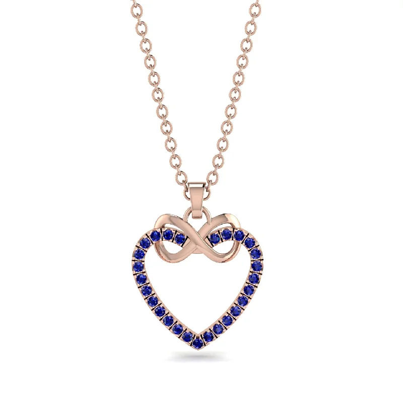 women's necklaces with cubic zirconia -Infinity Heart Sapphire Necklace - Mollie No. 14