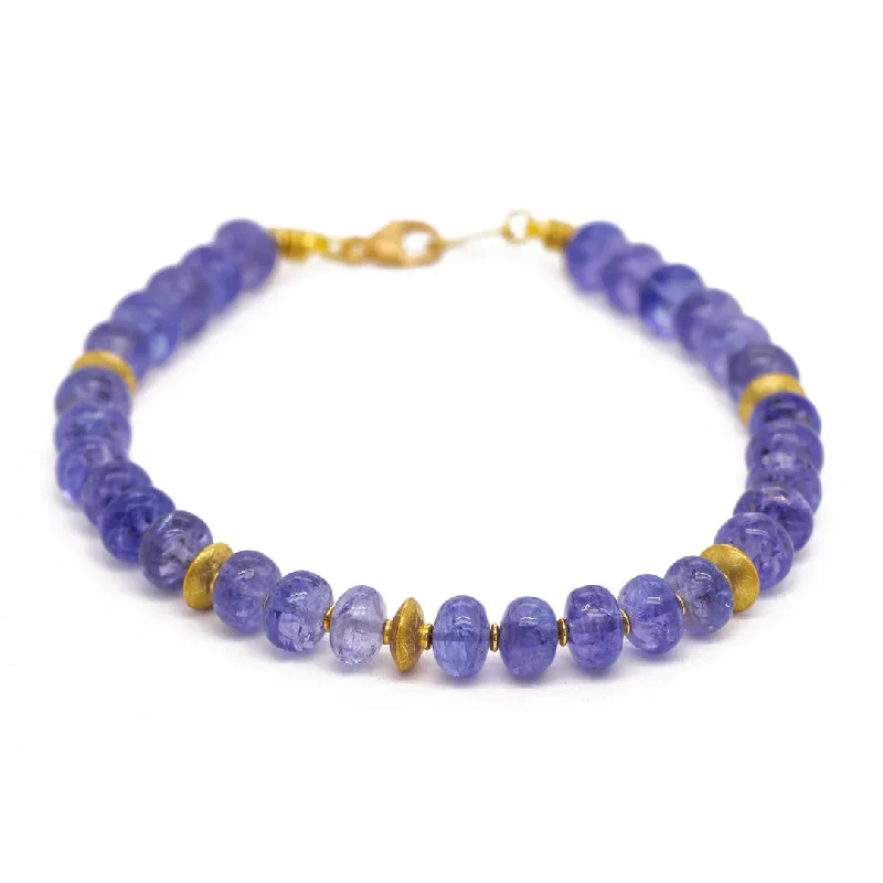 women's bracelets with adjustable band -Smooth Tanzanite Rondel Bracelet