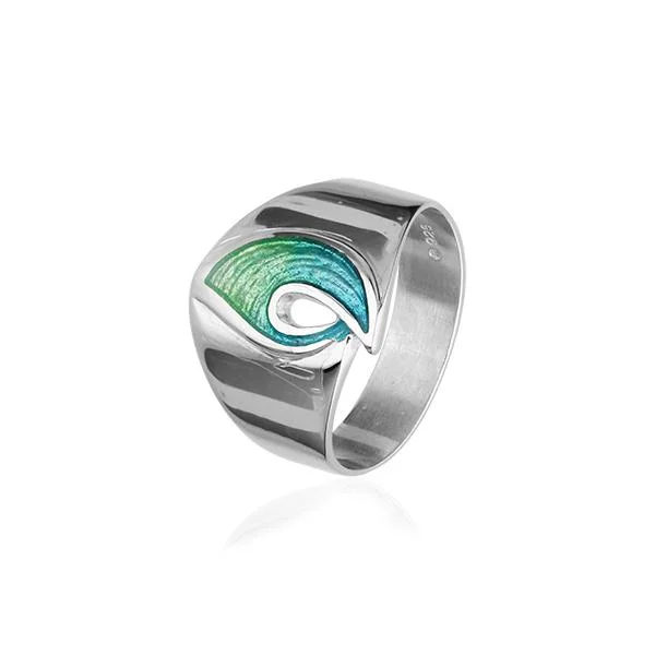 women's rings with crystal accents -Hot Glass Enamel Arc Ring