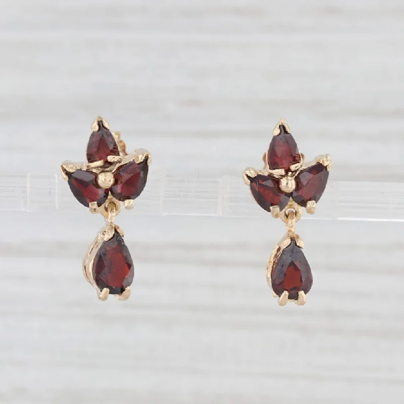 women's earrings with square shape -2.70ctw Garnet Teardrop Earrings 14k Yellow Gold Drops