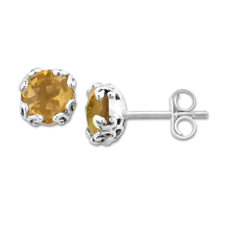 women's earrings with ear cuffs -SAMUEL B. CITRINE STUD EARRINGS