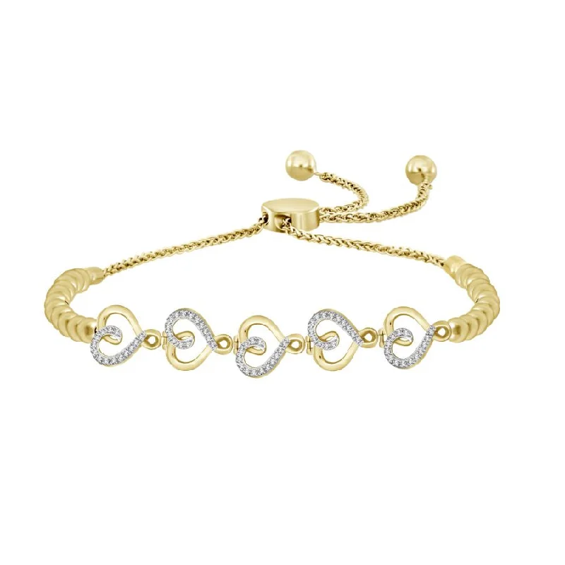 women's bracelets with beaded accents -LADIES BOVALO BRACELET 0.15CT ROUND DIAMOND YELLOW GOLD/STERLING SILVER