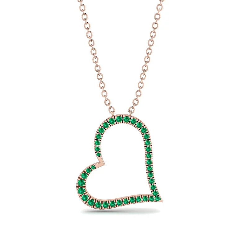 women's necklaces with sparkling zirconia -Emerald Heart Necklace - Claudia No. 5