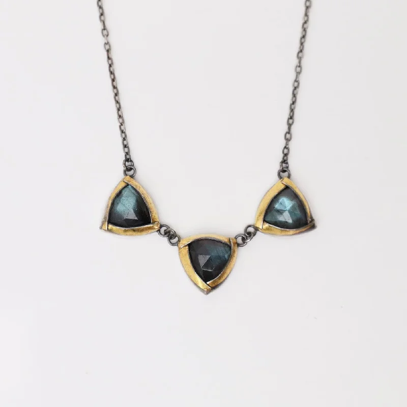 women's necklaces with layered stones -Labradorite Petite Triple Fold Necklace