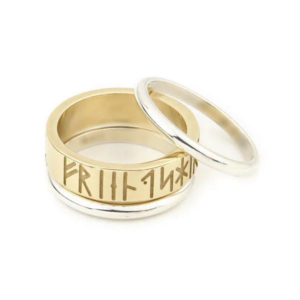 women's rings with bold style -Tri Band Runic Friendship Ring