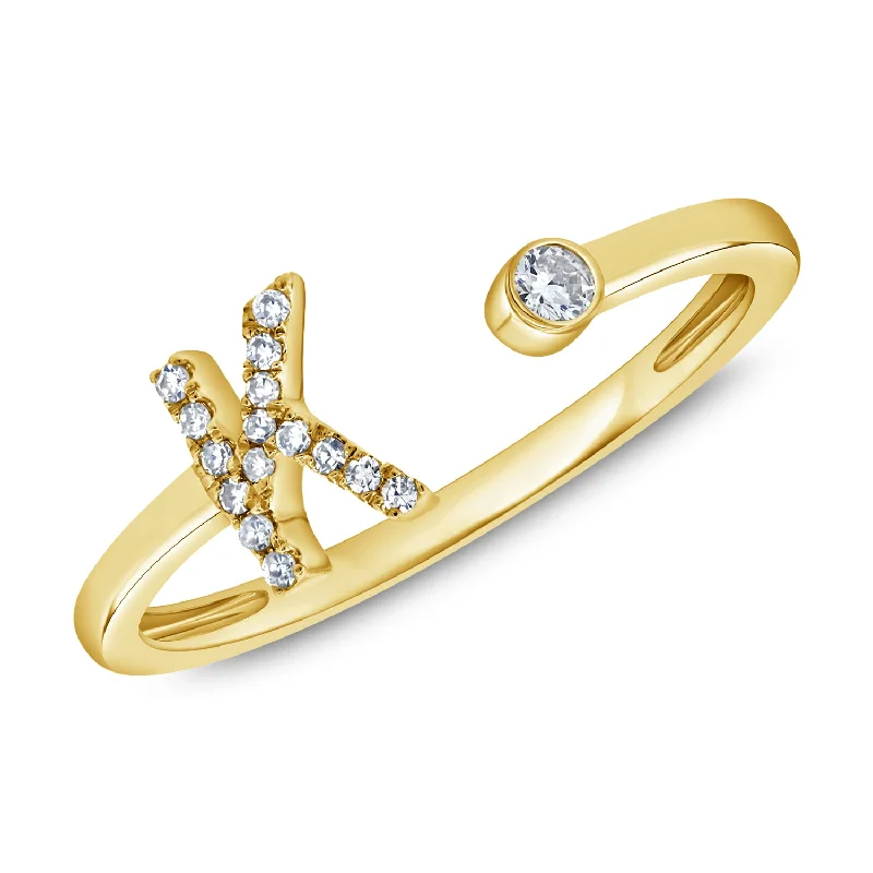 women's engagement rings with split shank -K Diamond Initial Ring