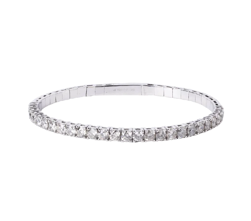 women's bracelets with chic design -14k White Gold Flexible Diamond Bangle Bracelet - 3.87cttw