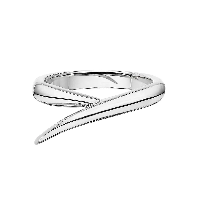 women's rings with double stone -Interlocking Single Ring - 18ct White Gold