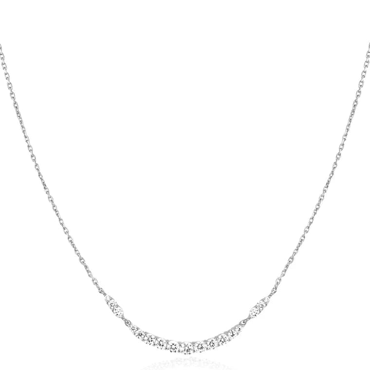 women's necklaces with chunky chain -Silver Arc Pave Necklace